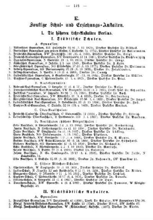 E. Sonstige Schul- und Erziehungs-Anstalten