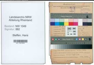 Entnazifizierung Hans Steffen , geb. 30.03.1908 (Vertreter)