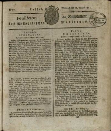 No. 67, Mittwoch den 21. August 1811