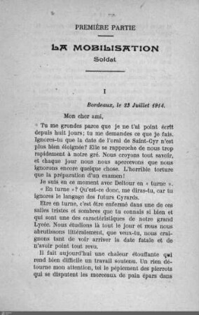Première partie: La mobilisation