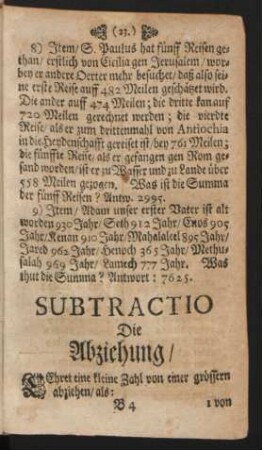 Subtractio Die Abziehung