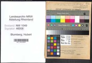 Entnazifizierung Hubert Blumberg , geb. 28.02.1910 (Schmied)