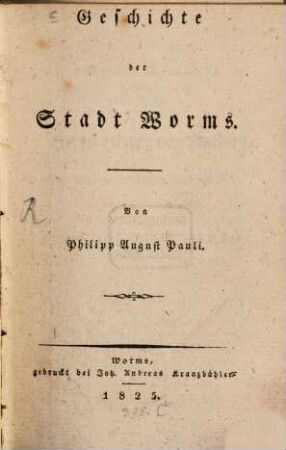 Geschichte der Stadt Worms