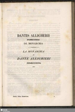 Dantis Alligherii Florentini De Monarchia