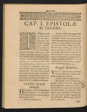 Cap. I. Epistolae D. Jacobi - V.