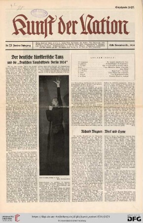 2: Der deutsche künstlerische Tanz und die "Deutschen Tanzfestspiele Berlin 1934"