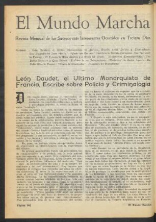 El Mundo Marcha : Revista mensual de los sucesos más interesantes ocurridos en treinta días
