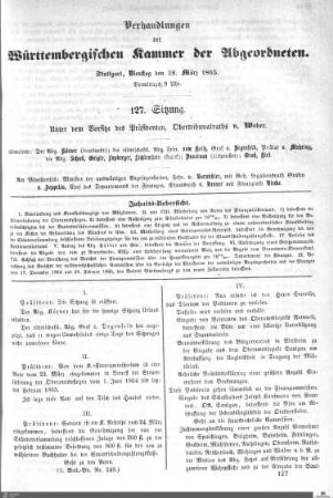 127. Sitzung, Stuttgart, 28.3.1865