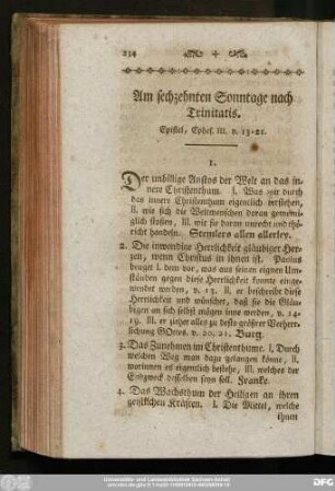 Am sechzehnten Sonntage nach Trinitatis. Epistel, Ephes. III. v. 13 - 21.