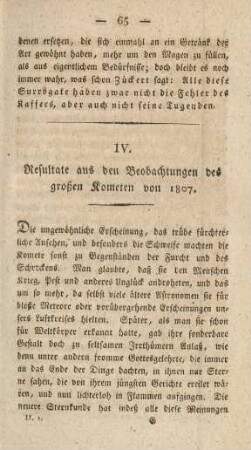 IV. Resultate aus den Beobachtungen des großen Kometen von 1807