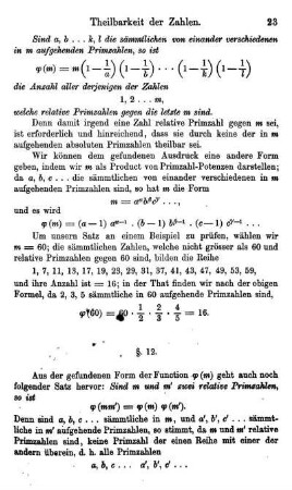 §. 12. Beweis des Satzes, dass .... ist, wenn m und m' relative Primzahlen zu einander sind
