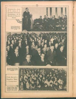 Inauguración oficial de los cursos de la Facultad de Ciencias Económicas y de la Escuela de Comercio Anexa
