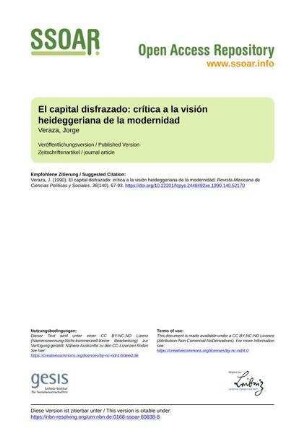 El capital disfrazado: crítica a la visión heideggeriana de la modernidad