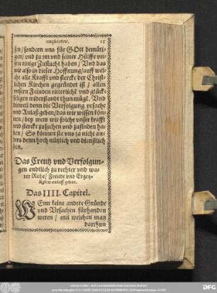Das IIII. Capitel. [Auff Leyd folget Freude.]