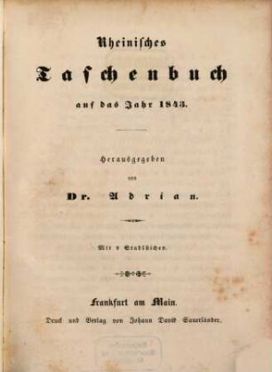 Rheinisches Taschenbuch auf das Jahr .... 1843