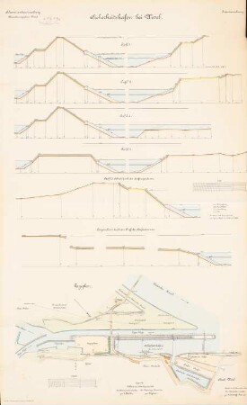 Sicherheitshafen, Wesel: Lageplan 1:2500, Schnitte 1:150
