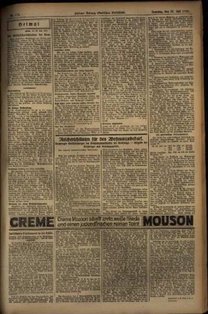 Zweite Ausgabe vom Samstag, den 27. Juli 1929.
