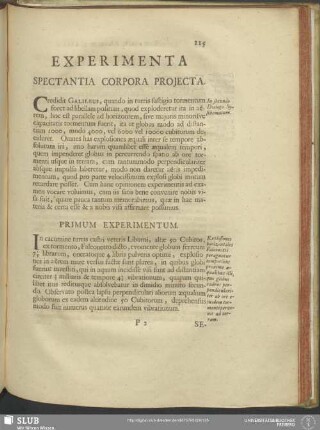 Experimenta Spectantia Corpora Proiecta
