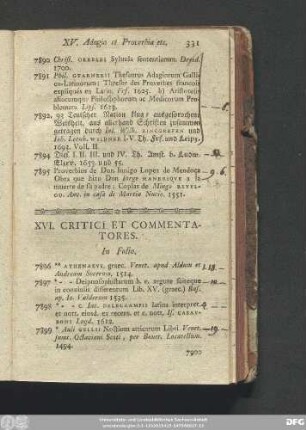 XVI. Critici Et Commentatores.