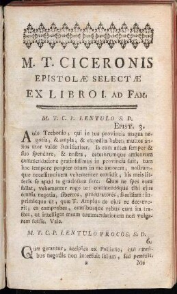 Ex Libro I. ad Fam. - Ex Libro VII. ad Fam.