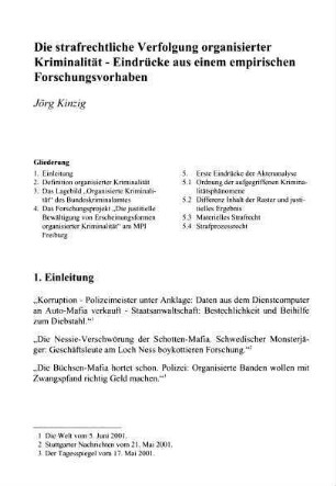 345-361, Die strafrechtliche Verfolgung organisierter Kriminalität - Eindrücke aus einem empirischen Forschungsvorhaben