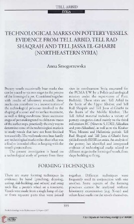 19: Technological marks on pottery vessels : evidence from Tell Arbid, Tell Rad Shaqrah and Tell Jassa el-Gharbi (Northeastern Syria)