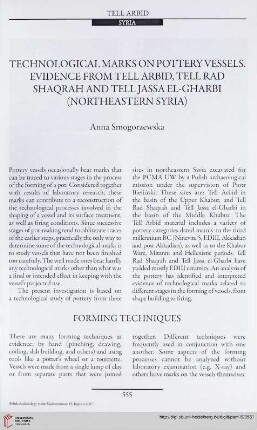 19: Technological marks on pottery vessels : evidence from Tell Arbid, Tell Rad Shaqrah and Tell Jassa el-Gharbi (Northeastern Syria)