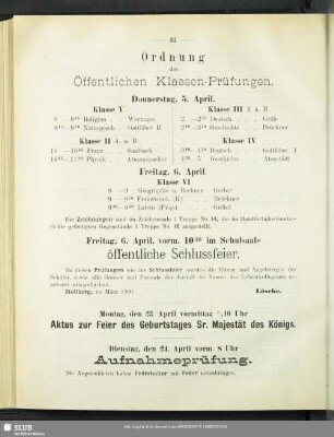 Ordnung der Öffentlichen Klassen-Prüfungen