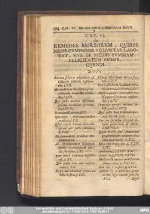 Cap. VI. de Remediis Morborum, Quibus Mens Cumprimis Voluntas Laborat, Sive De Mediis Summam Felicitatem Consequendi.