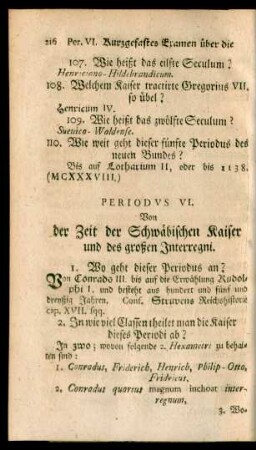 Periodus VI. Von der Zeit der Schwäbischen Kaiser des großen Interregni.