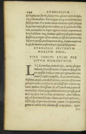 Vita Sancti Lucae Per Divum Hieronymum.