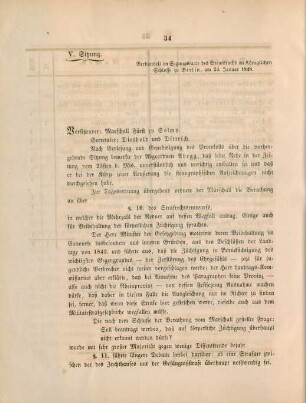 V. Sitzung. Verhandelt .. zu Berlin, am 24. Januar 1848