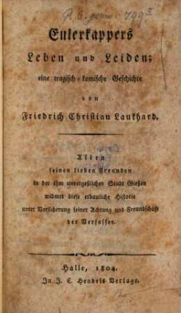 Eulerkappers Leben und Leiden : eine tragisch-komische Geschichte