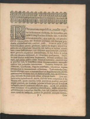 Romanorum respublica, exactis regibus in libertatem vindicata ...