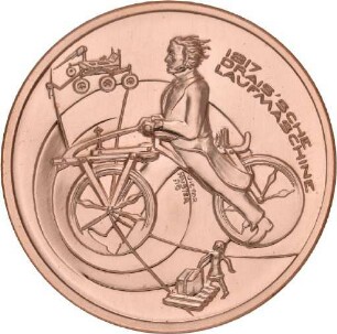 Künstlerprobe von Victor Huster für eine 20 Euro Münze auf die Drais'sche Laufmaschine