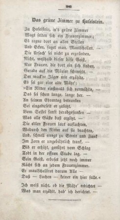 Das grüne Zimmer zu Haselstein