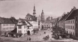 Der Marktplatz zu Pirna : Canaletto (1721-1780). Der Marktplatz zu Pirna. Leinwand, 134 x 238 cm, gemalt zwischen 1752/1754. Dresden, Alte Meister 623