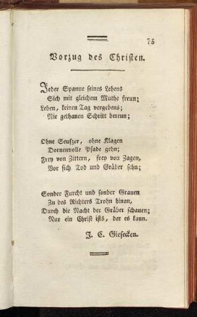 Vorzug des Christen.