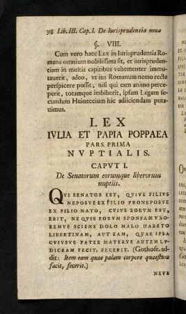 318-329, Lex Julia Et Papia Poppaea: Caput I - XXIII