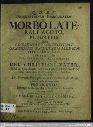 De morbo laterali acuto : dissertationem inauguralem