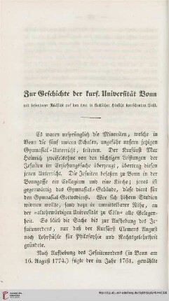 2: Zur Geschichte der kurf. Universität Bonn mit besonderer Rücksicht auf den dort in kirchlicher Hinsicht herrschenden Geist