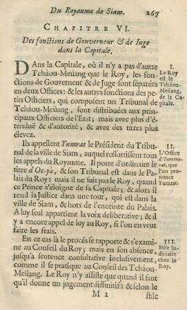 Chapitre VI. Des fonctions de gouverneur & de juge dans la capitale
