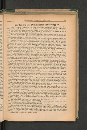 Zur Reform des Dithmarscher Landeswappen