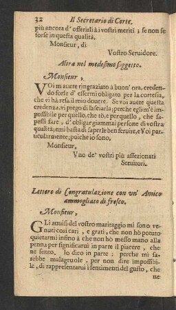 Lettere di Congratulazione con un' Amico ammogliato di fresco.