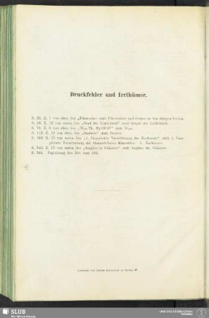 Druckfehler und Irrthümer