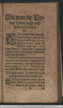 Wie man die Probier Ofen recht außtheilen und machen sol