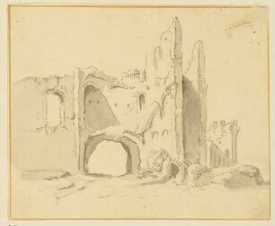 Ruine eines Gebäudes mit Tordurchgang