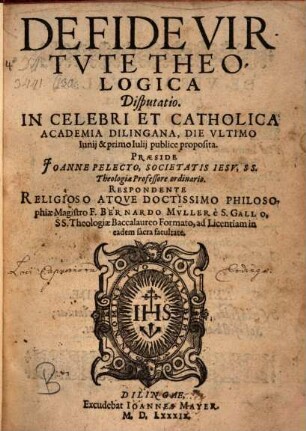 De Fide Virtvte Theologica Disputatio