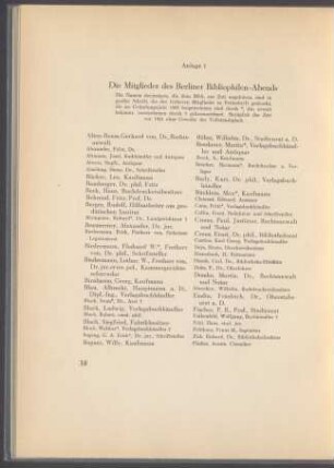 1. Die Mitglieder des Berliner Bibliophilen-Abends