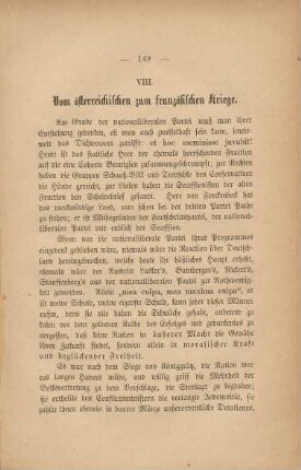 VIII. Vom österreichischen zum französischen Kriege